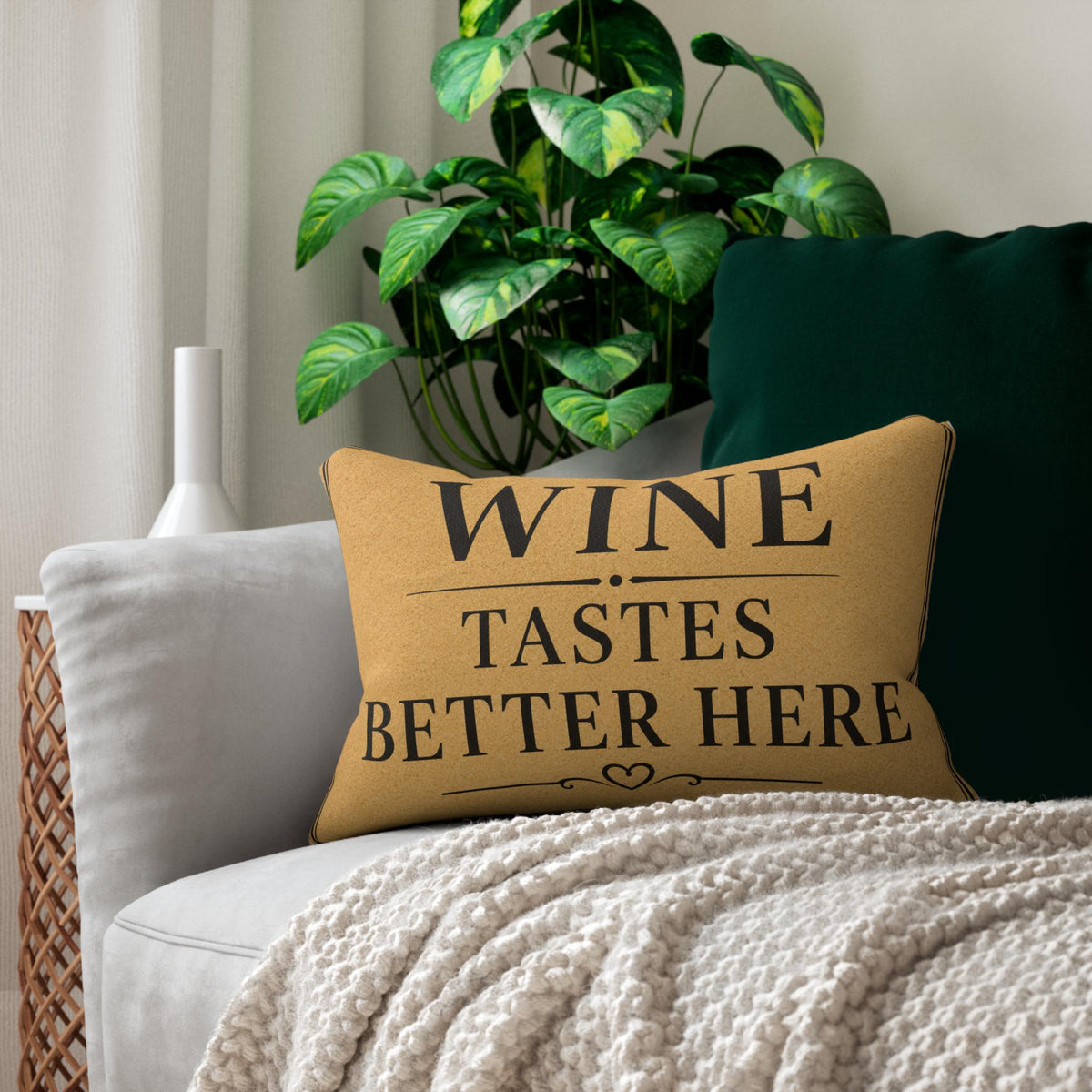 Wine Tastes Better Here Lumbar Pillow | Throw Pillow