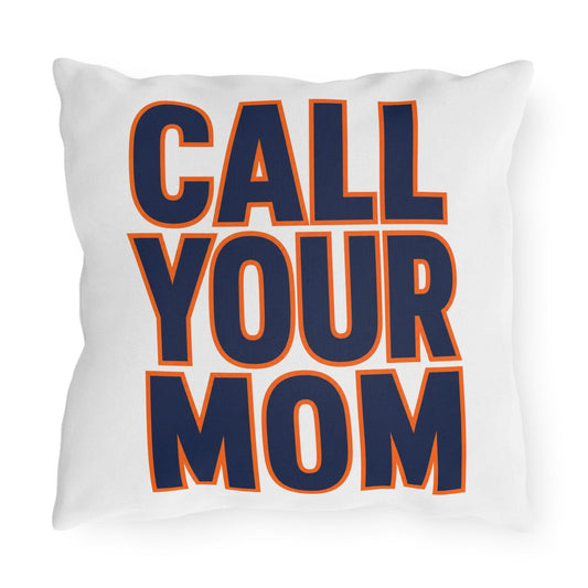 Go To Class Call Your Mom pillow | Typographic Outdoor Pillow, Navy and Orange Text