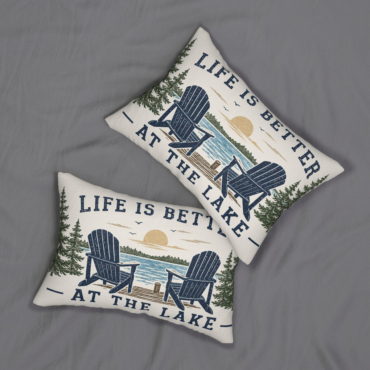 Life Is Better at the Lake Lumbar Pillow | Lakehouse Cabin Decor
