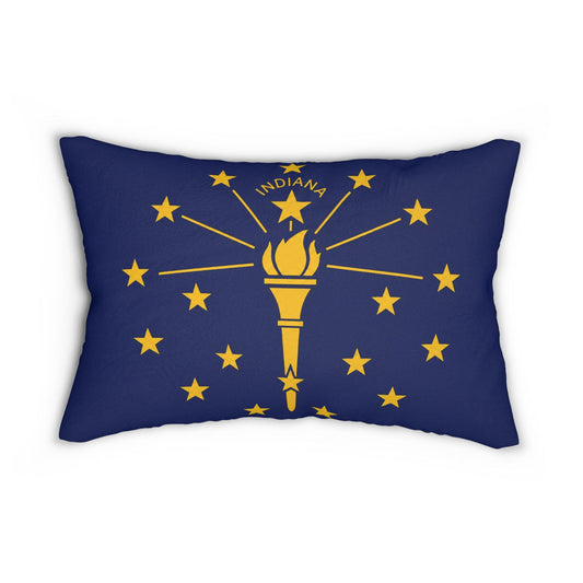 Indiana State Flag Lumbar Pillow | Torch & Stars Decorative Pillow