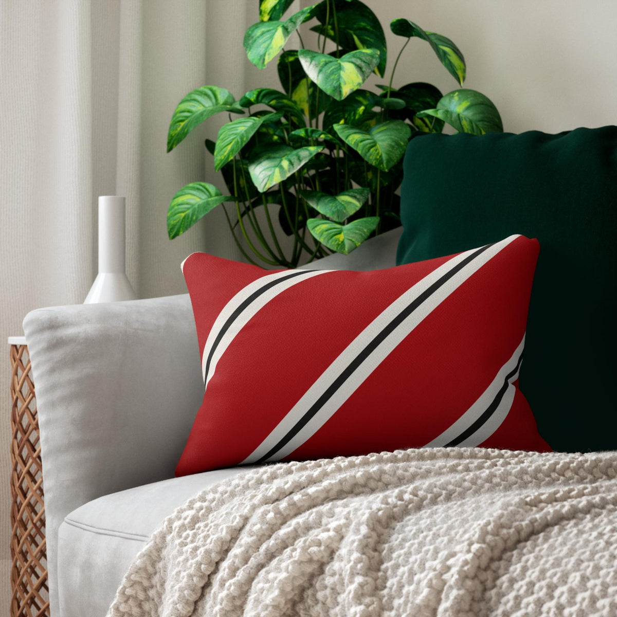 Class of 2026 Lumbar Pillow | Red Striped Spun Polyester Accent Pillow