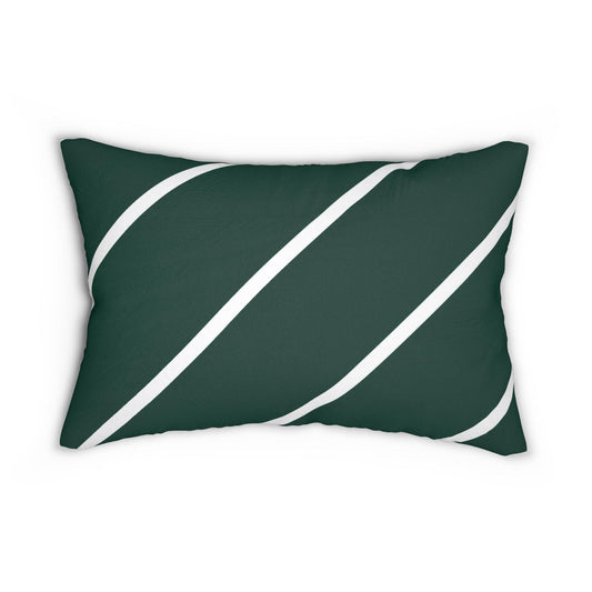 Green Diagonal Stripe Lumbar Pillow | Modern Minimal Decorative Pillow
