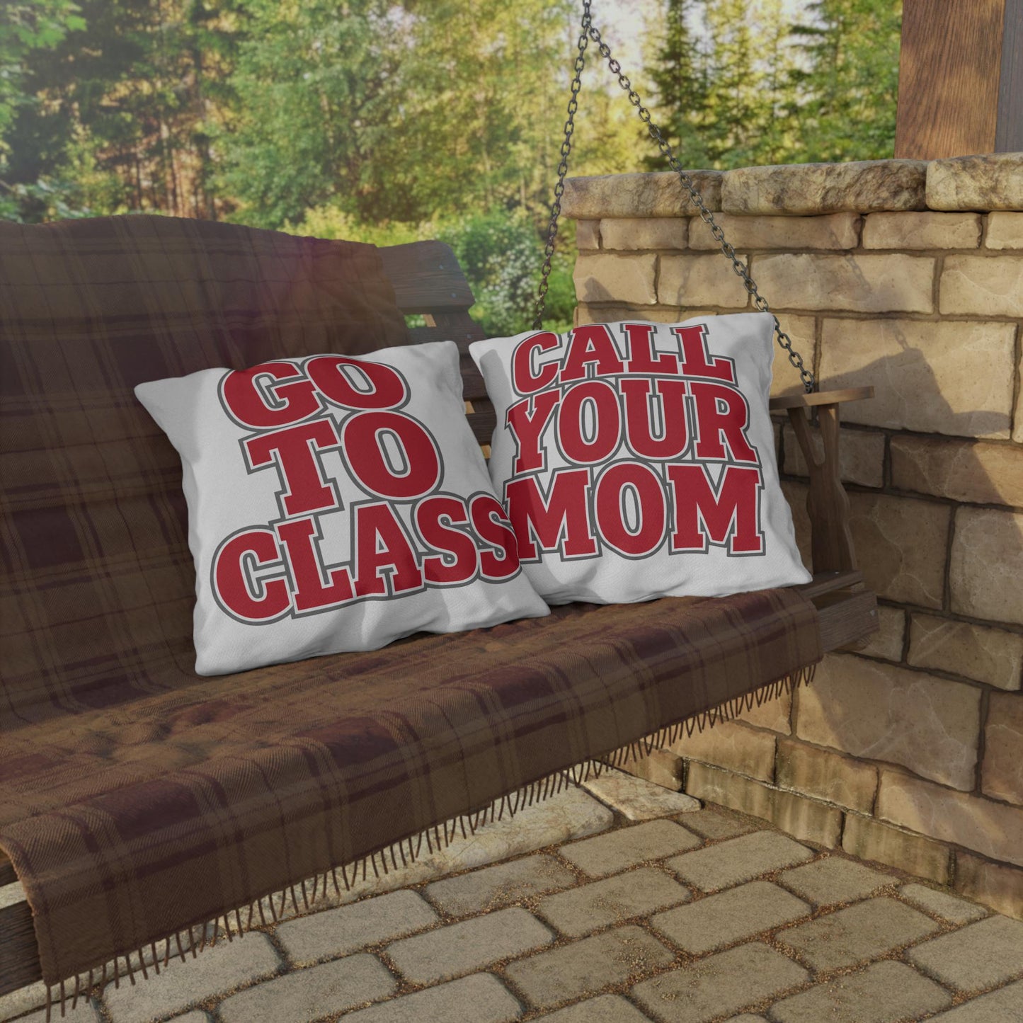 Bold Red Lettering 'GO TO CLASS' Pillow | Outdoor Pillow