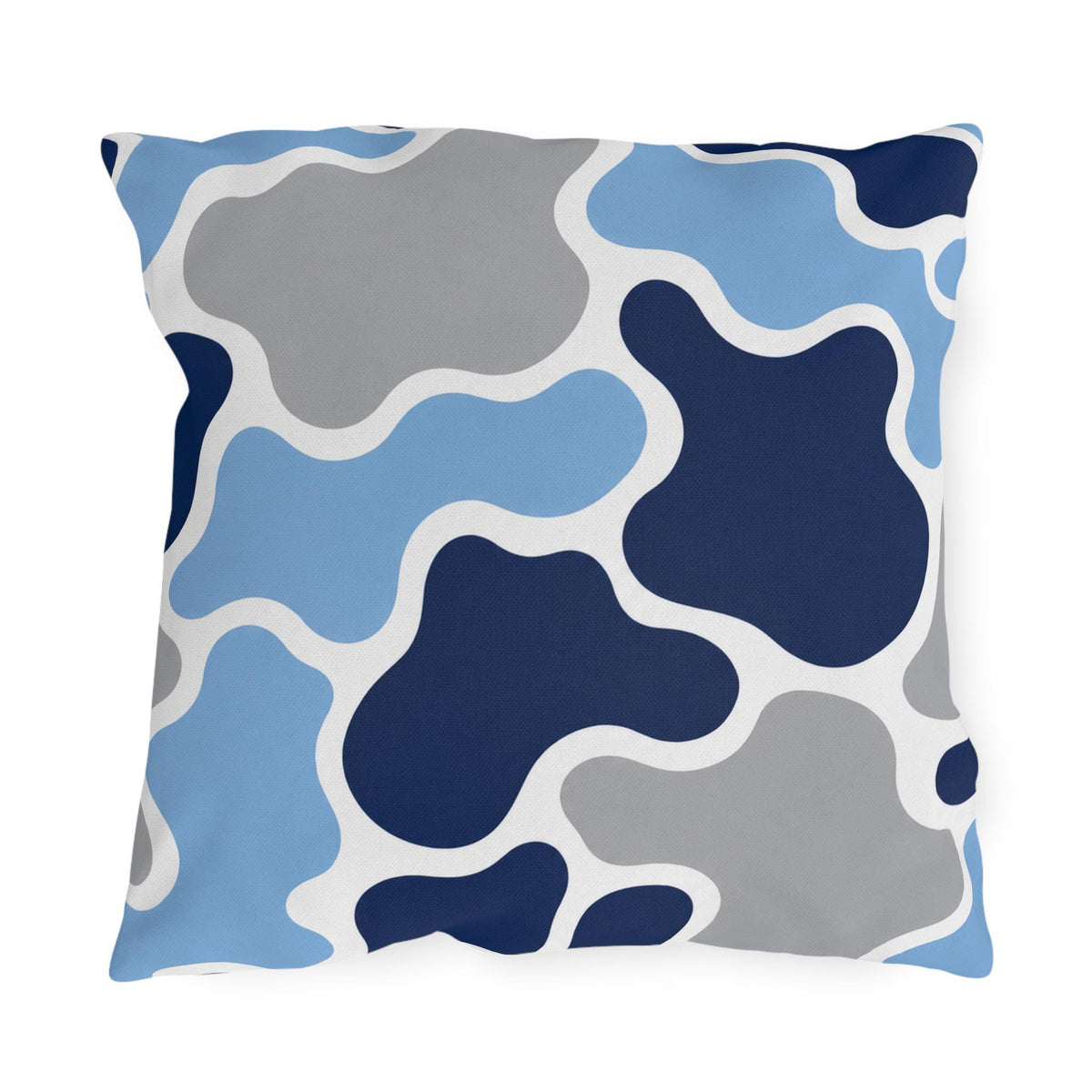 Blue Abstract Camouflage Outdoor Pillow | Navy Grey Modern Patio Cushion