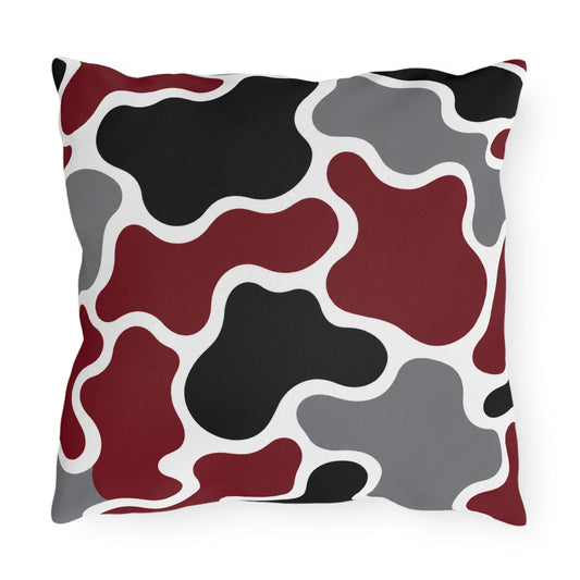 Abstract Organic Shapes Outdoor Pillow | Burgundy Black Gray Modern Patio Cushion