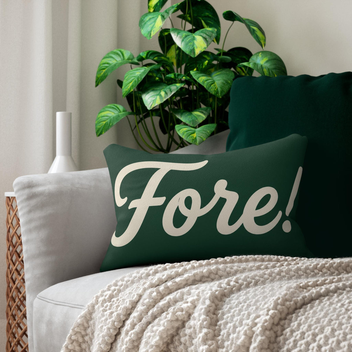Fore! Lumbar Pillow | Golf Script Typography