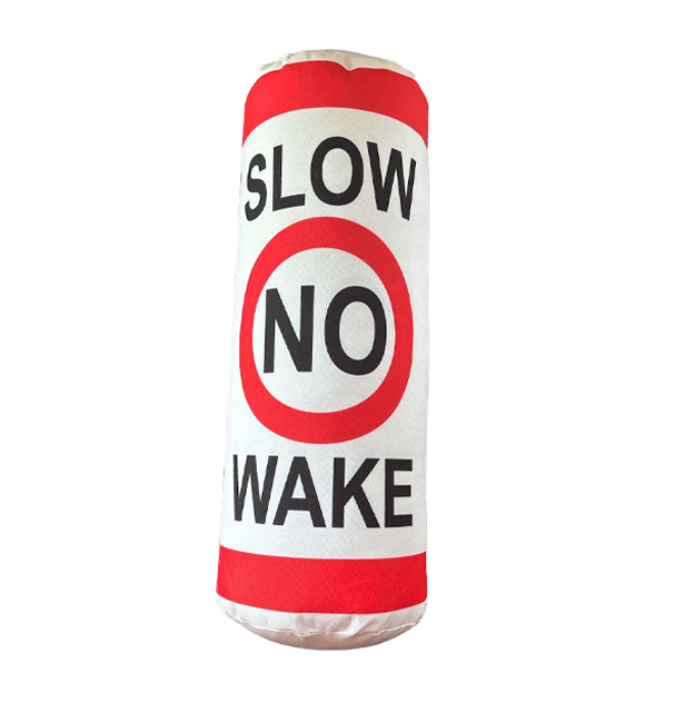 Lake/Coastal Home decor Pillow Slow No Wake buoy Pillow . Lake /coastal front living decor This is a tubular cylinder pillow to make it look like a buoy.