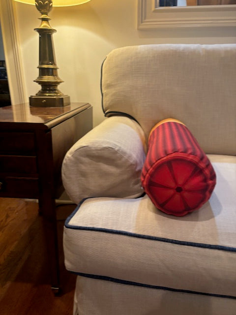 Red Shotgun Shell 12GA Pillow. Great Hunter gift. Tubular red shell with gold yellow end