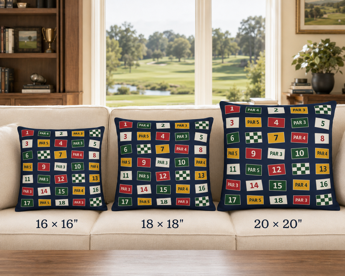 Golf Course Hole Markers Outdoor Pillow | Par 3 Par 4 Par 5 Pattern