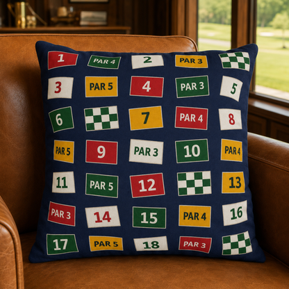 Golf Course Hole Markers Outdoor Pillow | Par 3 Par 4 Par 5 Pattern