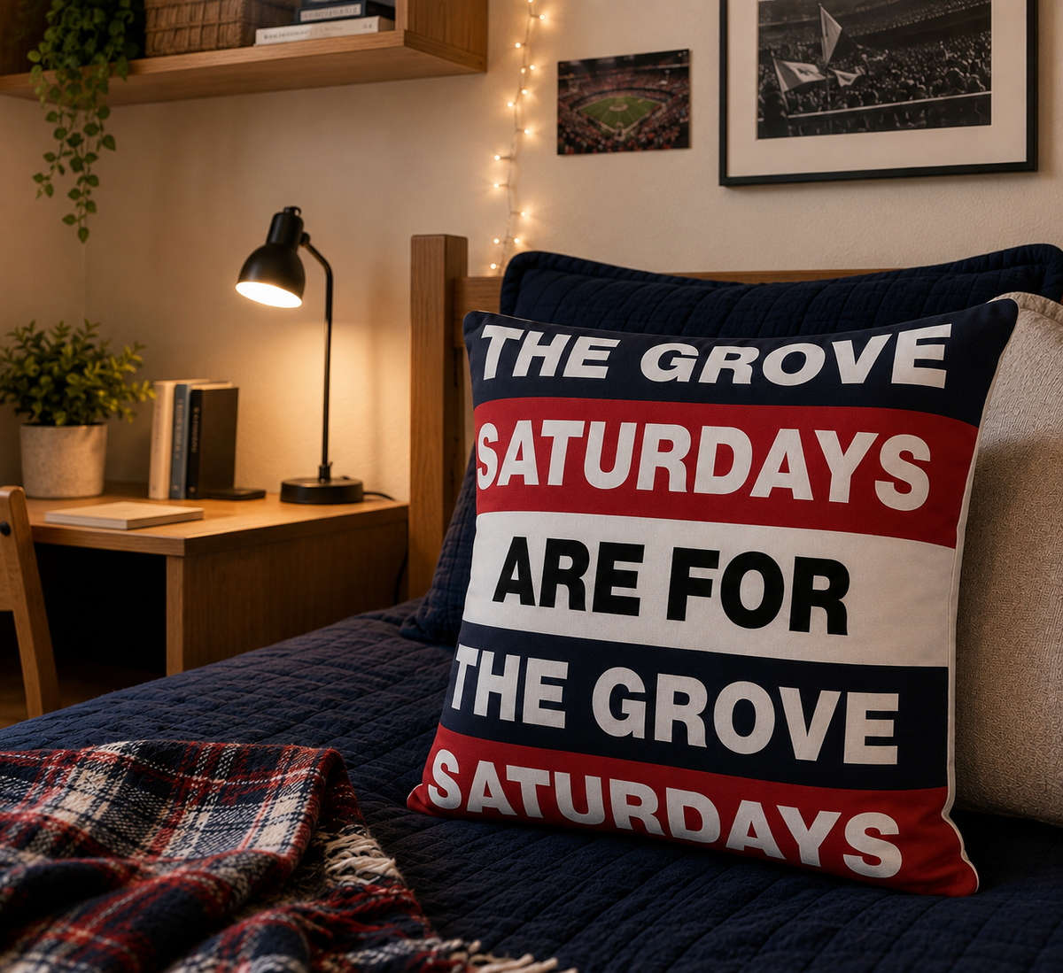 Saturdays Are For The Grove Pillow | Outdoor Pillow, Nautical Red Navy Stripes