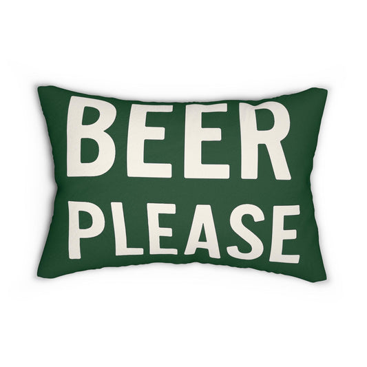 Golf Decor Lumbar Pillow, Quiet Please on front Golf Sign pillow and Beer Please on back of pillow, Man Cave Decor, Funny Pillow