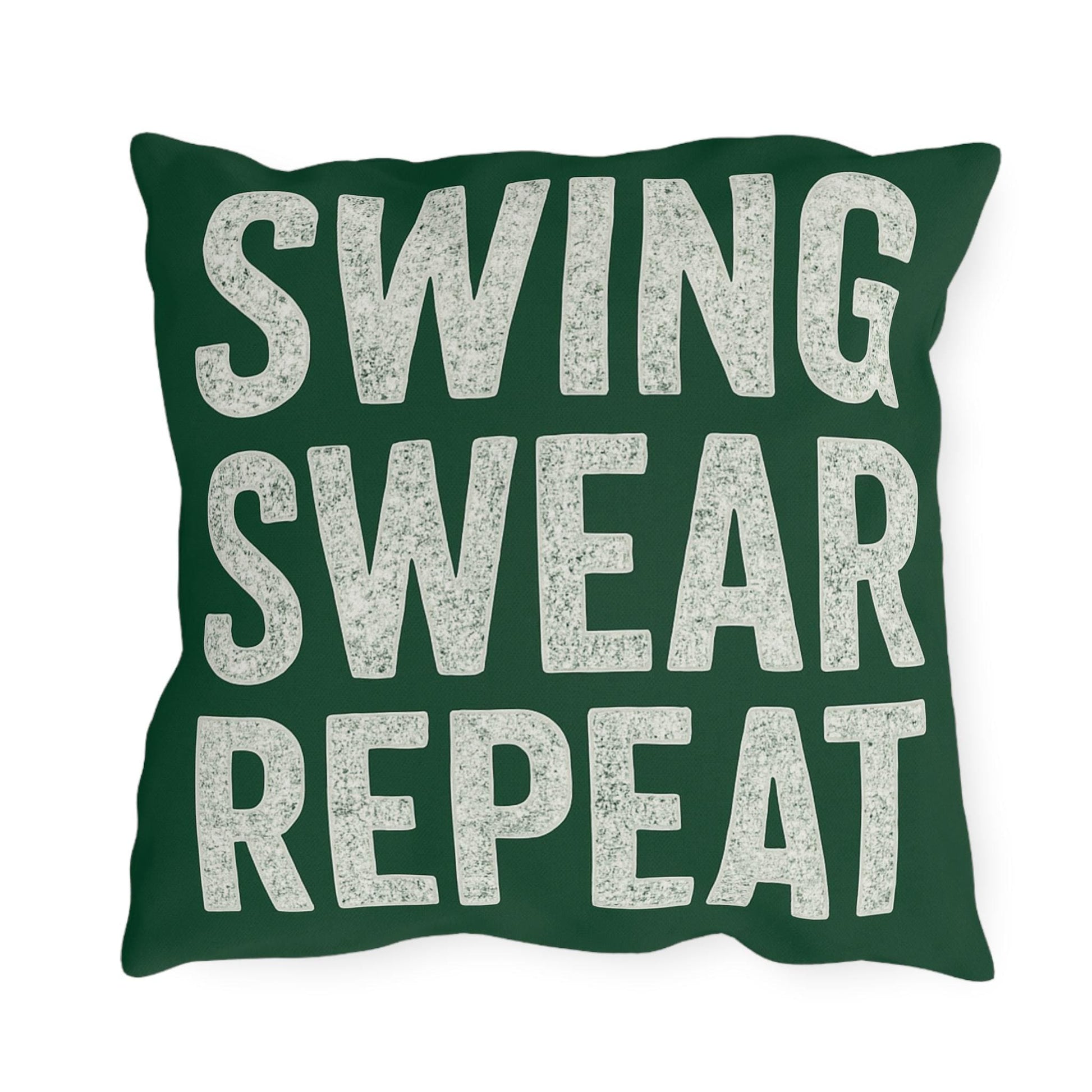 Funny Golf Lovers Outdoor Pillows - Swing Swear Repeat, Patio Decor, Garden Cushions, Golf Gifts, Relaxation Accessories
