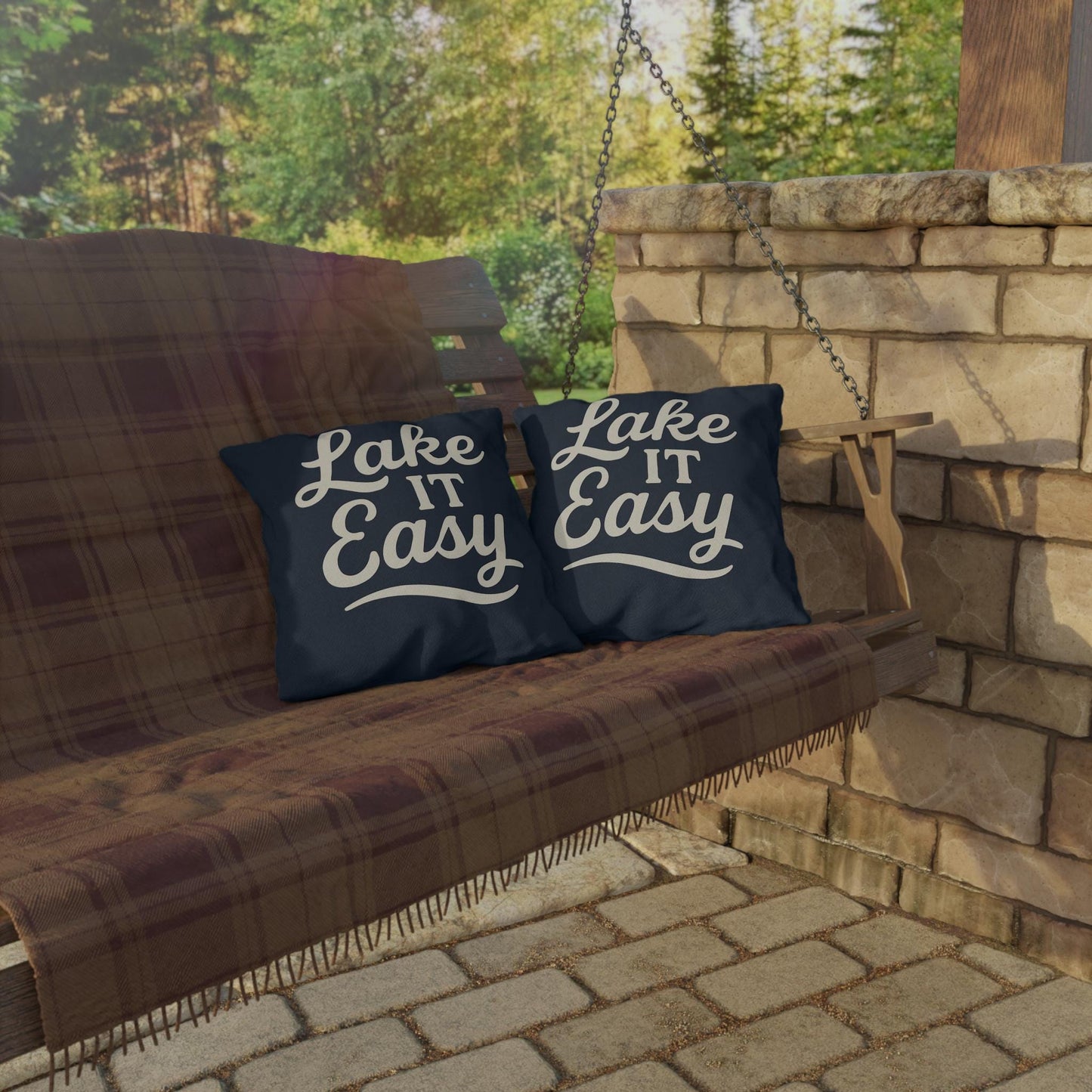 Lake It Easy Outdoor Pillows, Relaxing Décor, Patio Accessories, Gift for Lake Lovers, Nautical Home Décor