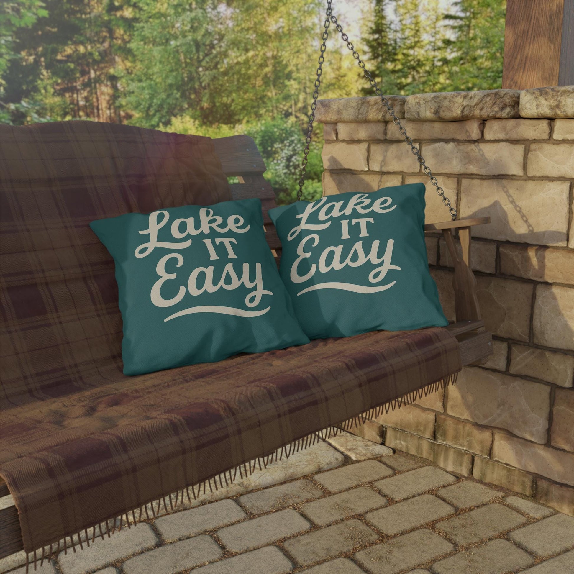 Lake It Easy Outdoor Pillows, Cozy Patio Decor, Lake House Accessories, Summer Vibes, Relaxation Gift, Outdoor Living Essentials