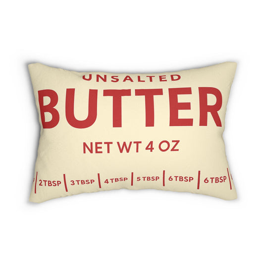 Butter UnSalted Lumbar Pillow - Southern Cooking Lover Decor Cushion, Spun Polyester Relax Pillow, Home Kitchen Accent Gift, Comfort Throw