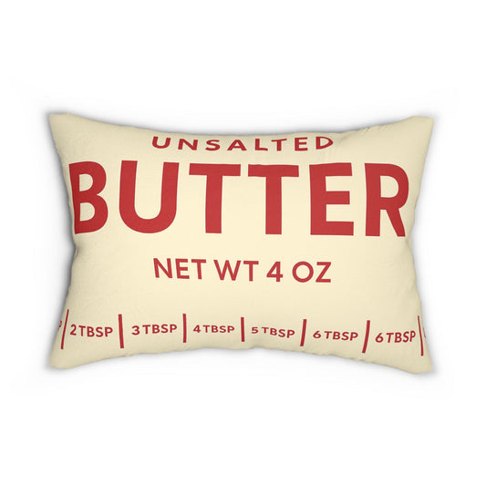 Butter UnSalted Lumbar Pillow - Southern Cooking Lover Decor Cushion, Spun Polyester Relax Pillow, Home Kitchen Accent Gift, Comfort Throw