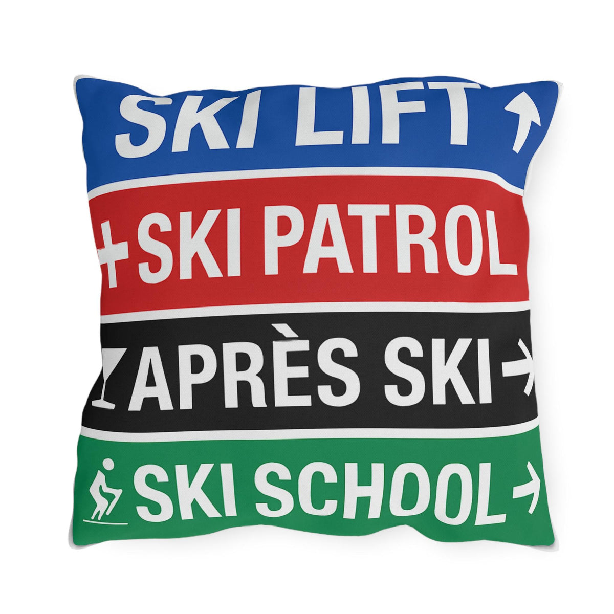Ski Sign Directory Outdoor Pillow - Perfect Decor for Ski Lovers, Cabin Pillows, Ski Haus Decor, Rustic Lodge Accessories, Mountain Home