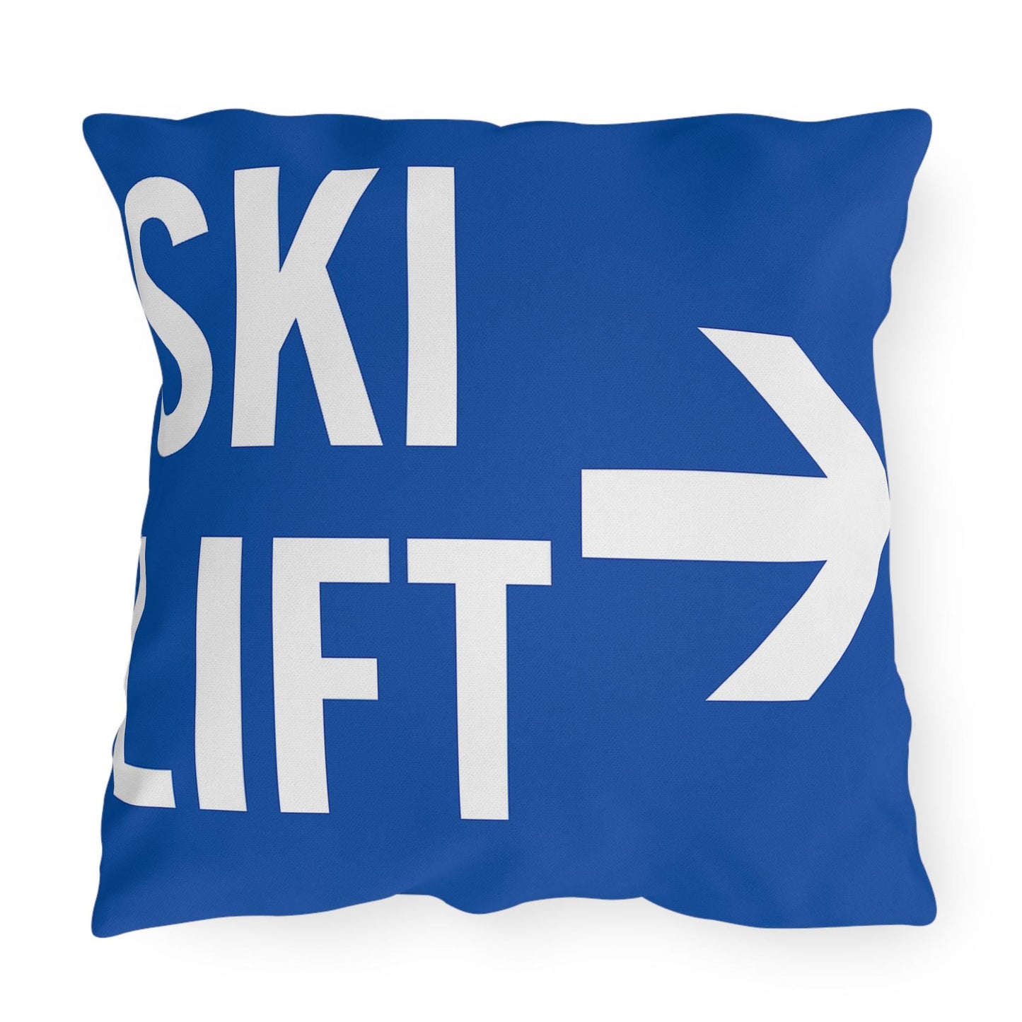Fun Ski Lift sign Decorative Pillow, Ski Lovers Home Accent, Mountain Cabin Pillow, Snow Sports Gift, Lodge Decor Cushion