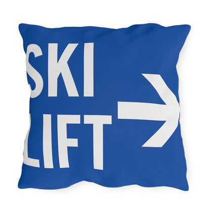 Fun Ski Lift sign Decorative Pillow, Ski Lovers Home Accent, Mountain Cabin Pillow, Snow Sports Gift, Lodge Decor Cushion