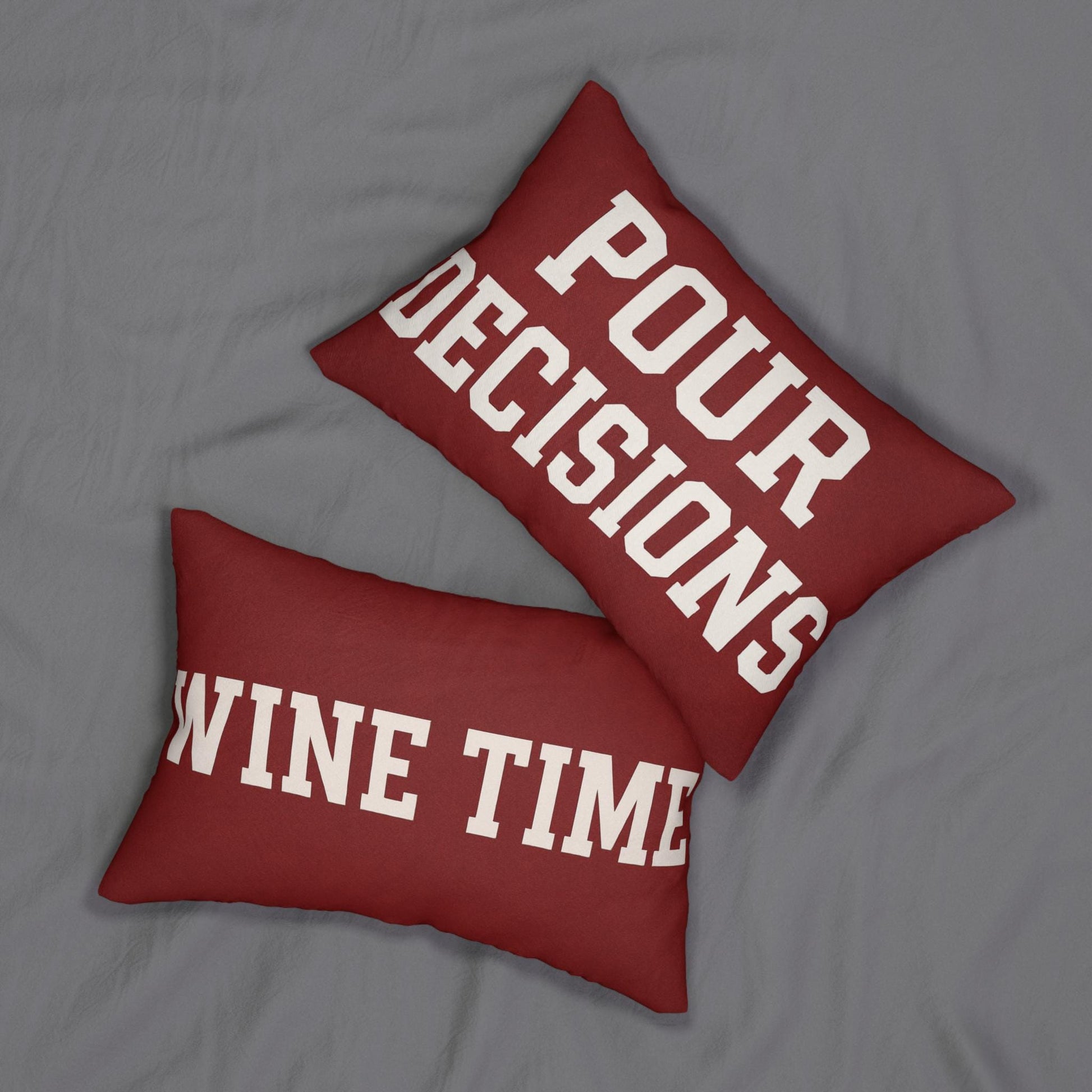 Chic Wine-Themed Lumbar Pillow, Pour Decisions and Wine Time Decorative Cushion, Home Bar Decor, Perfect for Wine Lovers, Cozy Gift Idea