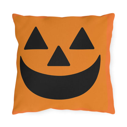 Halloween Outdoor Pillow, Jack-o'-lantern Orange Throw Pillow, Halloween Decor, Fall Accent Pillow, Patio Cushion Cover