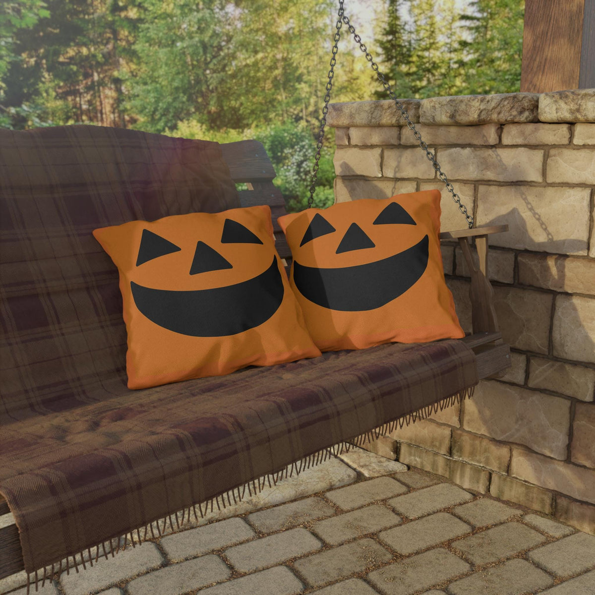 Halloween Outdoor Pillow, Jack-o'-lantern Orange Throw Pillow, Halloween Decor, Fall Accent Pillow, Patio Cushion Cover