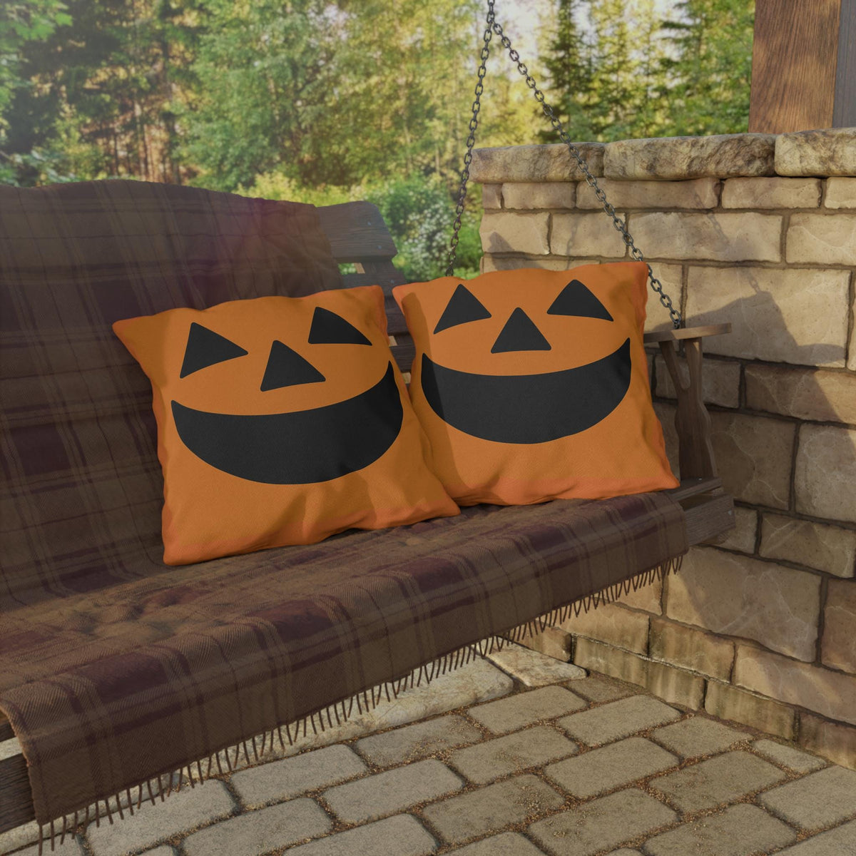 Halloween Outdoor Pillow, Jack-o'-lantern Orange Throw Pillow, Halloween Decor, Fall Accent Pillow, Patio Cushion Cover