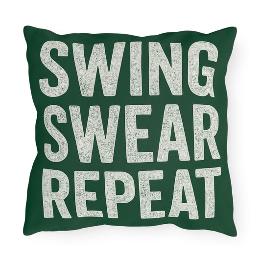 Funny Golf Lovers Outdoor Pillows - Swing Swear Repeat, Patio Decor, Garden Cushions, Golf Gifts, Relaxation Accessories