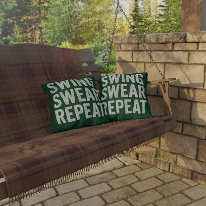 Funny Golf Lovers Outdoor Pillows - Swing Swear Repeat, Patio Decor, Garden Cushions, Golf Gifts, Relaxation Accessories