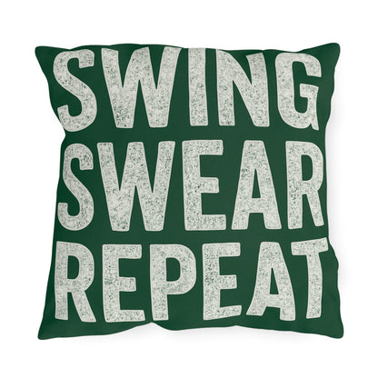 Funny Golf Lovers Outdoor Pillows - Swing Swear Repeat, Patio Decor, Garden Cushions, Golf Gifts, Relaxation Accessories