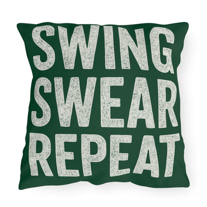 Funny Golf Lovers Outdoor Pillows - Swing Swear Repeat, Patio Decor, Garden Cushions, Golf Gifts, Relaxation Accessories