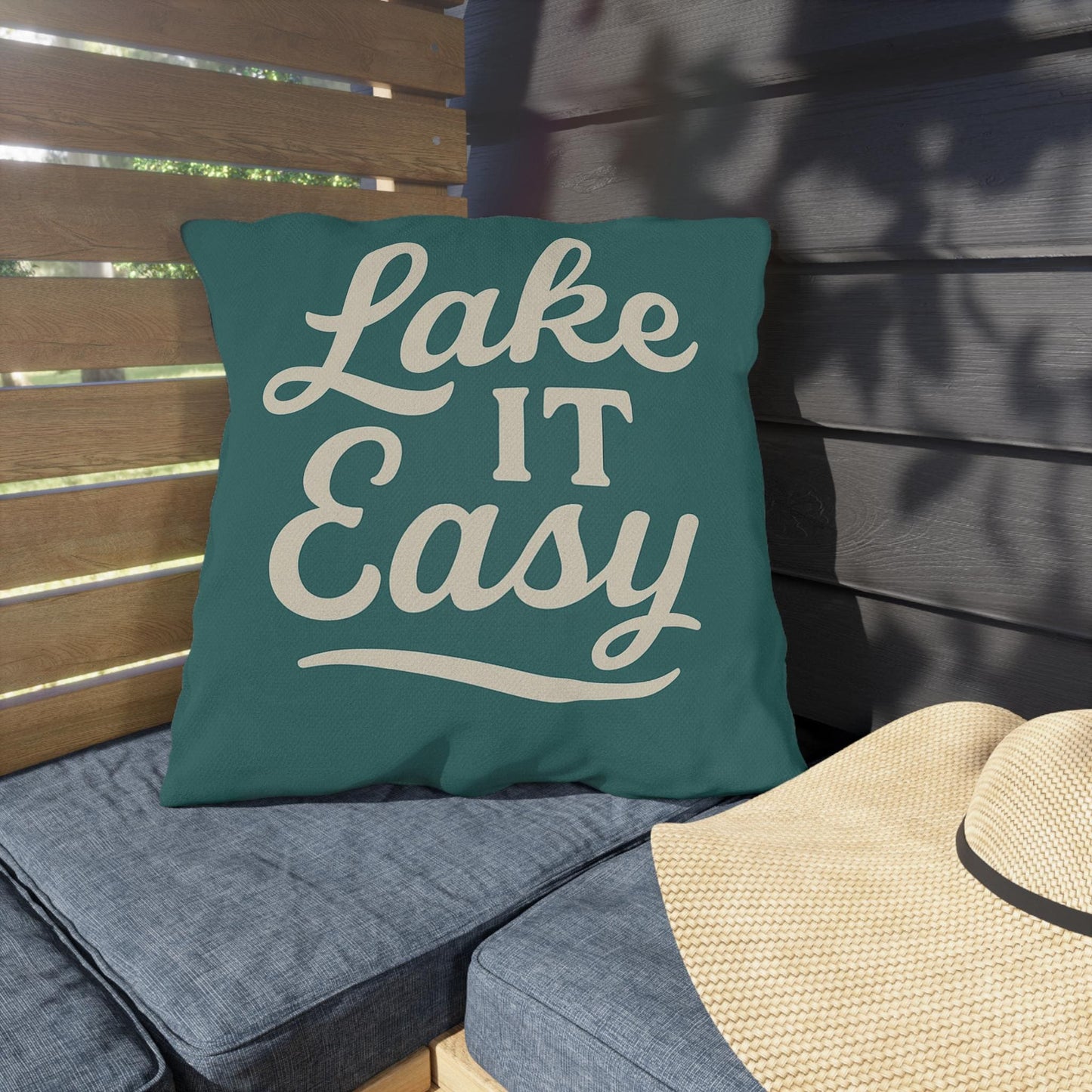 Lake It Easy Outdoor Pillows, Cozy Patio Decor, Lake House Accessories, Summer Vibes, Relaxation Gift, Outdoor Living Essentials
