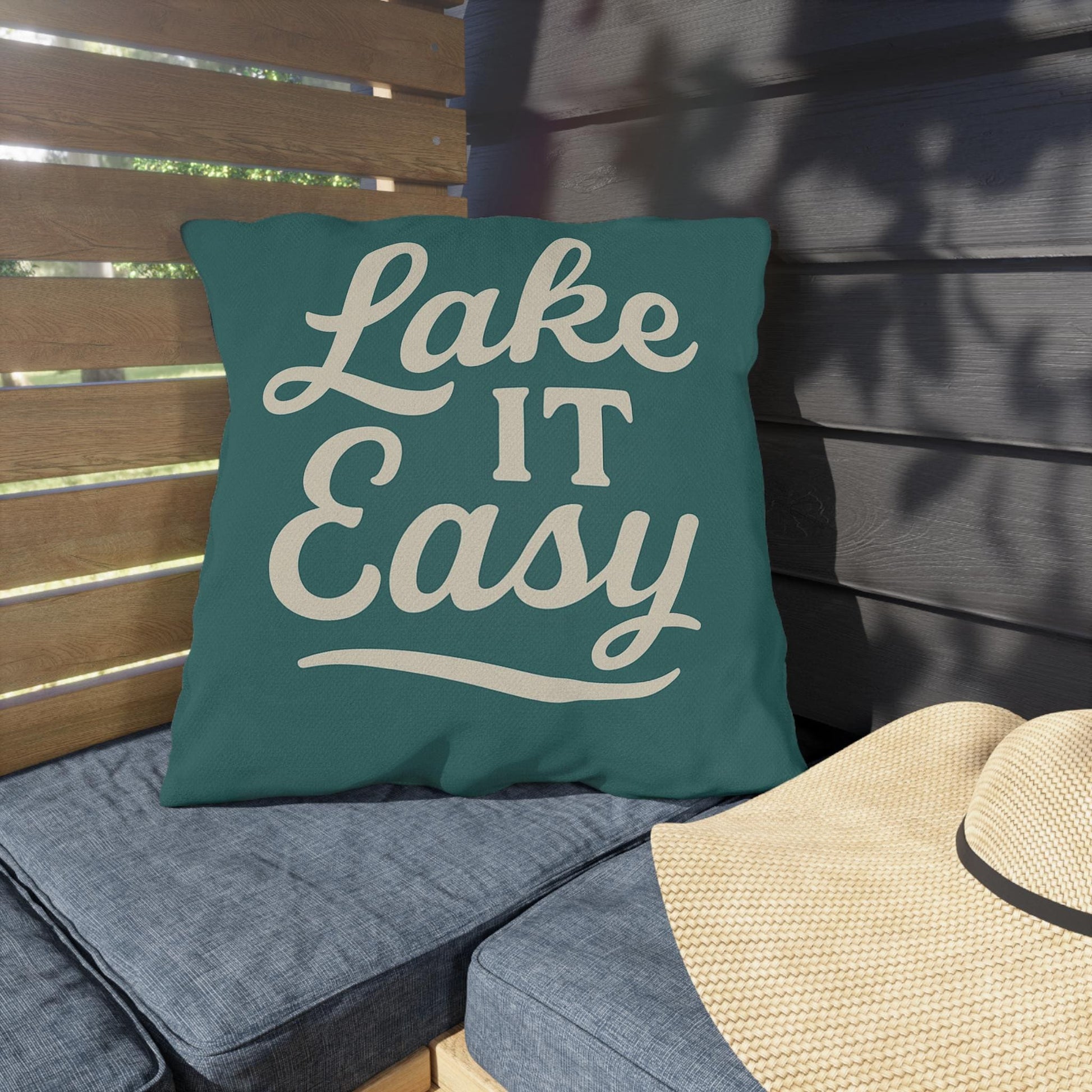 Lake It Easy Outdoor Pillows, Cozy Patio Decor, Lake House Accessories, Summer Vibes, Relaxation Gift, Outdoor Living Essentials