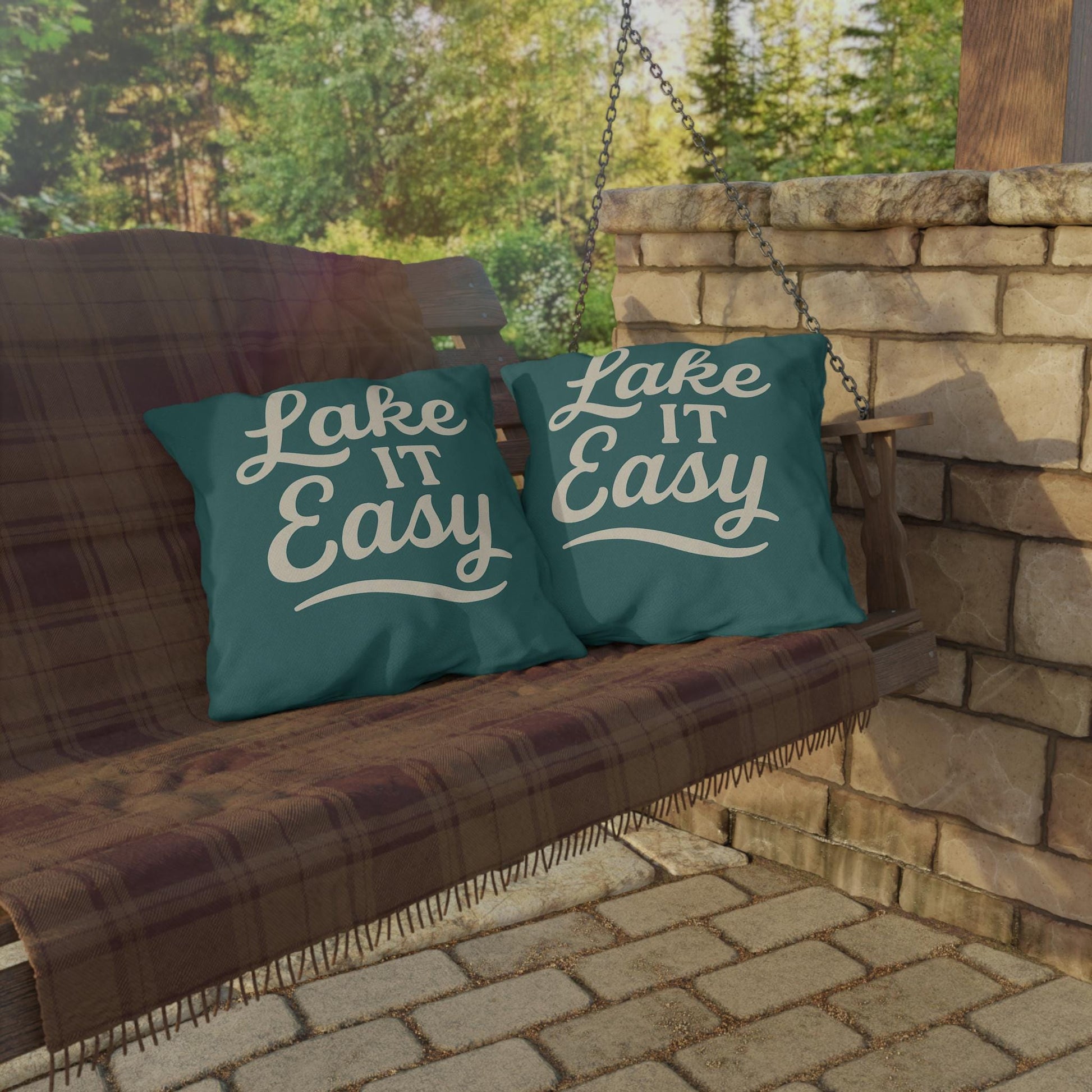 Lake It Easy Outdoor Pillows, Cozy Patio Decor, Lake House Accessories, Summer Vibes, Relaxation Gift, Outdoor Living Essentials