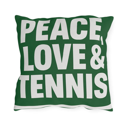 Peace, Love & Tennis Outdoor Pillows | Cozy Garden Décor, Tennis Gifts, Sports Retreat, Patio Accessories, Home Cushion
