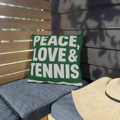 Peace, Love & Tennis Outdoor Pillows | Cozy Garden Décor, Tennis Gifts, Sports Retreat, Patio Accessories, Home Cushion