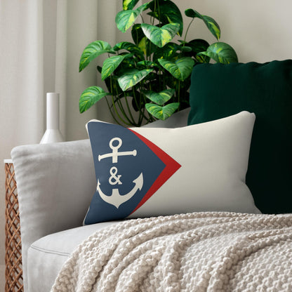 Nautical Flag Pillow, Coastal Yacht Decor Cushion, Ship Captain Lumbar Throw, Ocean Beach Theme, Sailor Seaside Home Accent