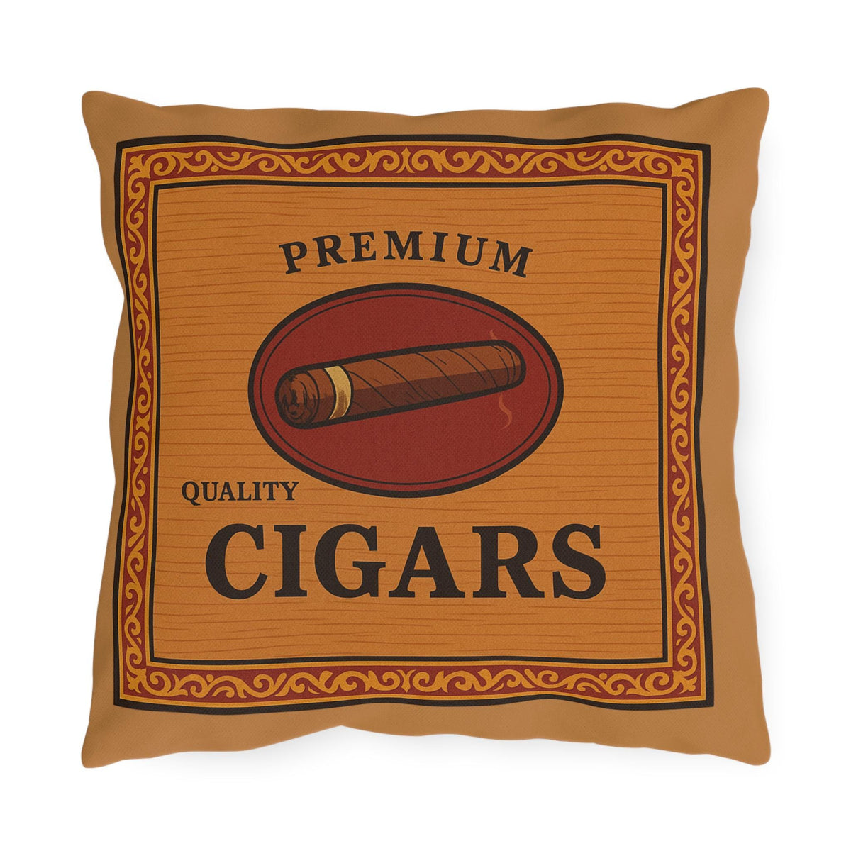 Cigar Box Outdoor Pillow, Personalized Name Cushion, Man Cave Decor, Cigar Enthusiast Gift, Patio Furniture Accessories