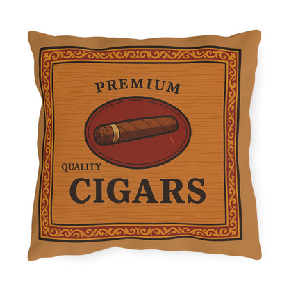 Cigar Box Outdoor Pillow, Personalized Name Cushion, Man Cave Decor, Cigar Enthusiast Gift, Patio Furniture Accessories