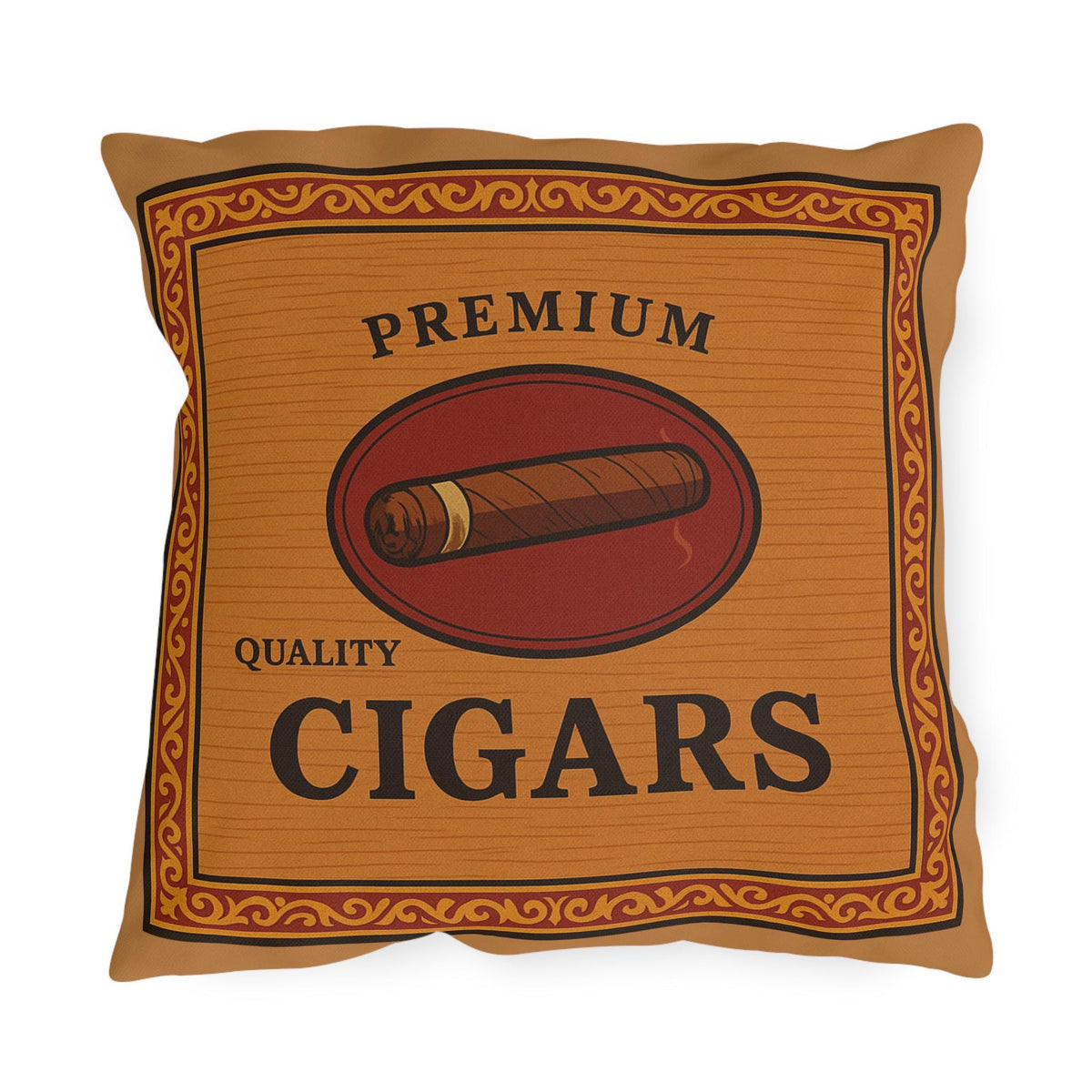 Cigar Box Outdoor Pillow, Personalized Name Cushion, Man Cave Decor, Cigar Enthusiast Gift, Patio Furniture Accessories