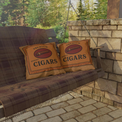 Cigar Box Outdoor Pillow, Personalized Name Cushion, Man Cave Decor, Cigar Enthusiast Gift, Patio Furniture Accessories