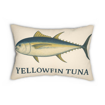 Lumbar Pillow, Yellowfin Tuna Coastal Decor Pillow for Fisherman, Spun Polyester Cushion, Nautical Theme Throw Pillow, Fish Lover Gift,