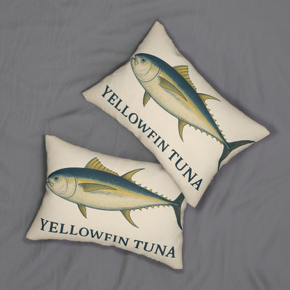 Lumbar Pillow, Yellowfin Tuna Coastal Decor Pillow for Fisherman, Spun Polyester Cushion, Nautical Theme Throw Pillow, Fish Lover Gift,