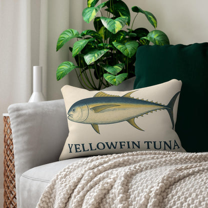 Lumbar Pillow, Yellowfin Tuna Coastal Decor Pillow for Fisherman, Spun Polyester Cushion, Nautical Theme Throw Pillow, Fish Lover Gift,