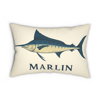 Marlin Lumbar Pillow, Coastal Decor, Ship Decoration, Fishing Enthusiasts, Saltwater Fish Pillow, Nautical Cushion