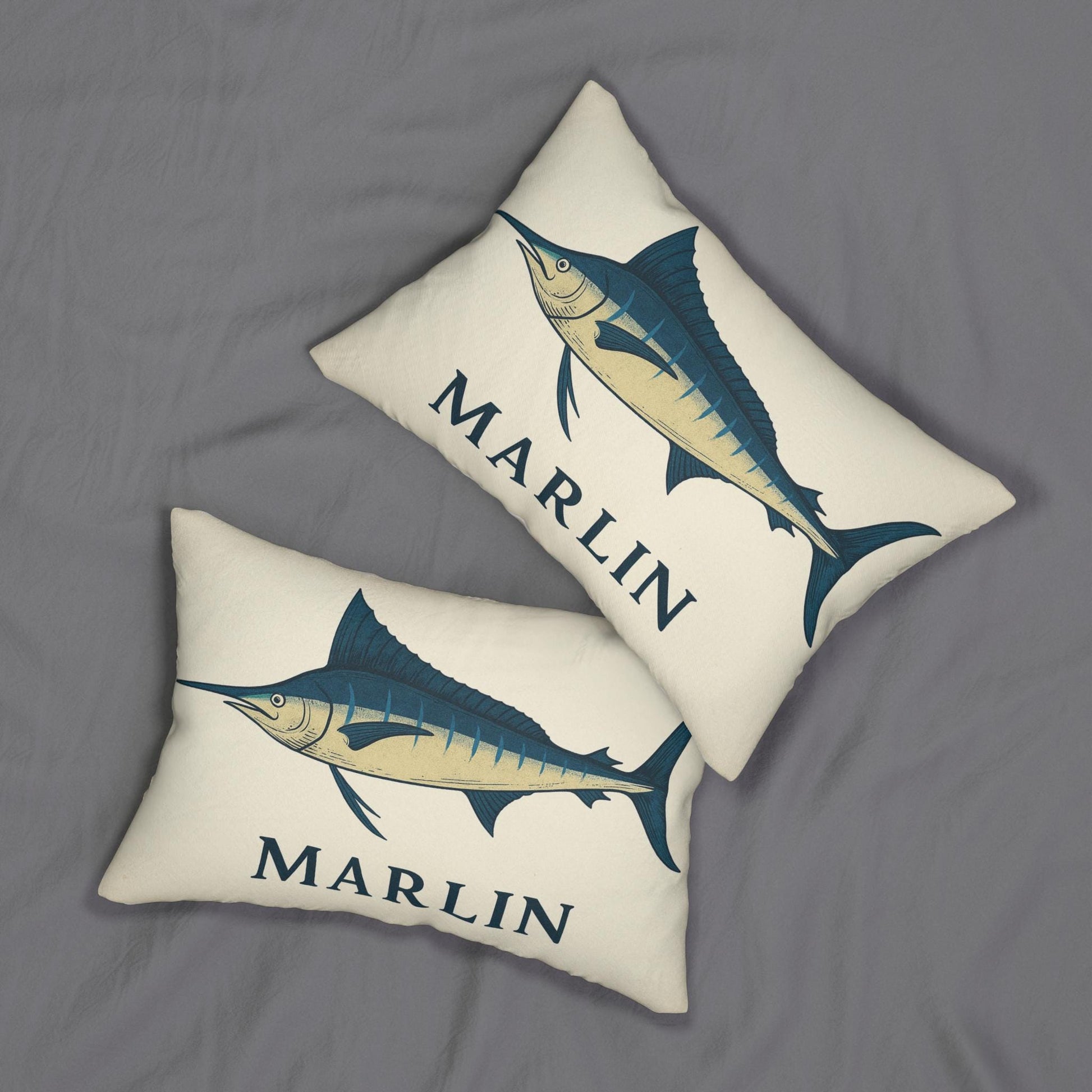 Marlin Lumbar Pillow, Coastal Decor, Ship Decoration, Fishing Enthusiasts, Saltwater Fish Pillow, Nautical Cushion