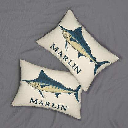 Marlin Lumbar Pillow, Coastal Decor, Ship Decoration, Fishing Enthusiasts, Saltwater Fish Pillow, Nautical Cushion