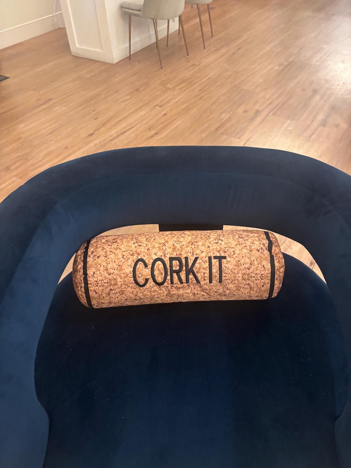 Cork shape wine cork pillow embroidered Cork It. . Also, had a zipper to easy clean . Perfect winelover gift and great decor for any room