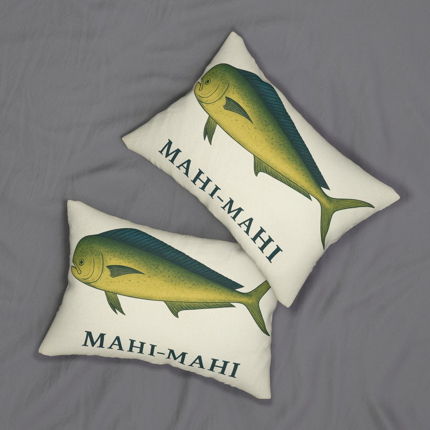 Mahi Mahi Lumbar Pillow - Coastal Decor for Ship or Beach House, Saltwater Fish Design, Nautical Home Accent, Ocean Lover Gift, Beach House